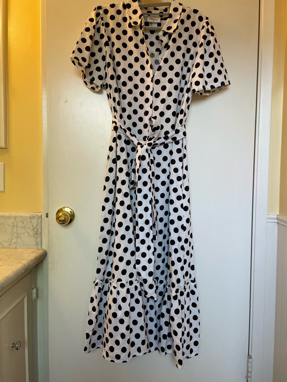 Lisa Marie Fernandez Black & White Polka Linen Midi Dress